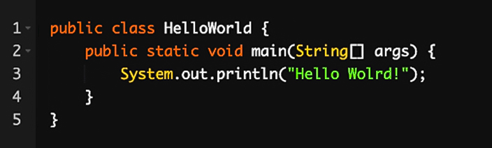 Primer Java koda HelloWorld u editoru